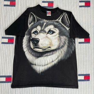 Vintage Big Face Husky Dog short sleeve tee shirt